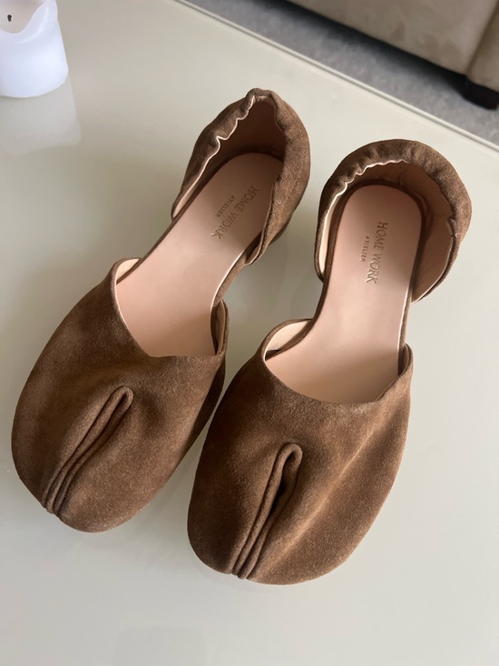 home work ALTIER Shoes - HOME WORK ATELIER Tabi Ballet Flats Suede Brown Minimalist Shoes